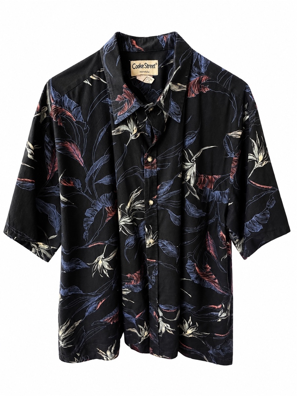 Honolulu Hawaiian Shirt Men’s 2XL Black Tropical Floral Aloha Camp Shirt - Picture 2 of 3
